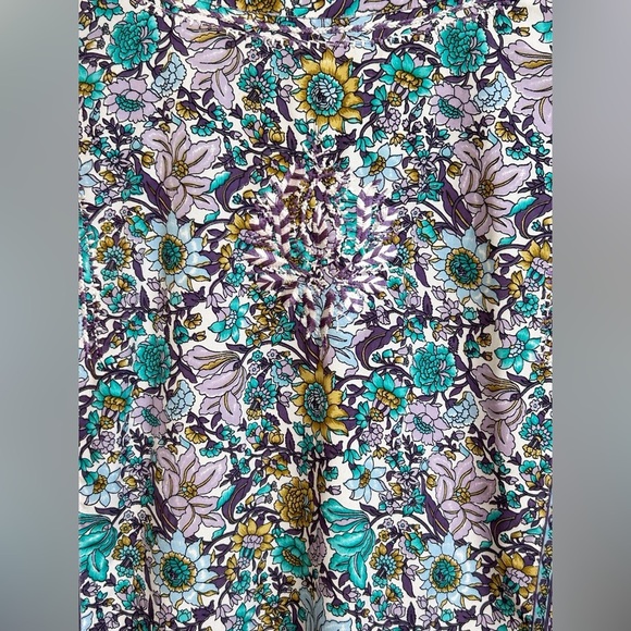 Soft Surroundings M Purple Turquoise Floral Embroidered V Neck Popover Tunic - Picture 4 of 6